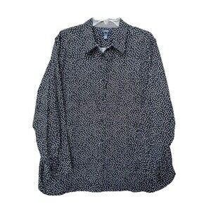 Chaps No Iron 100% Cotton Black Polka Dot Long Sleeve Button-Up Shirt Size 3X